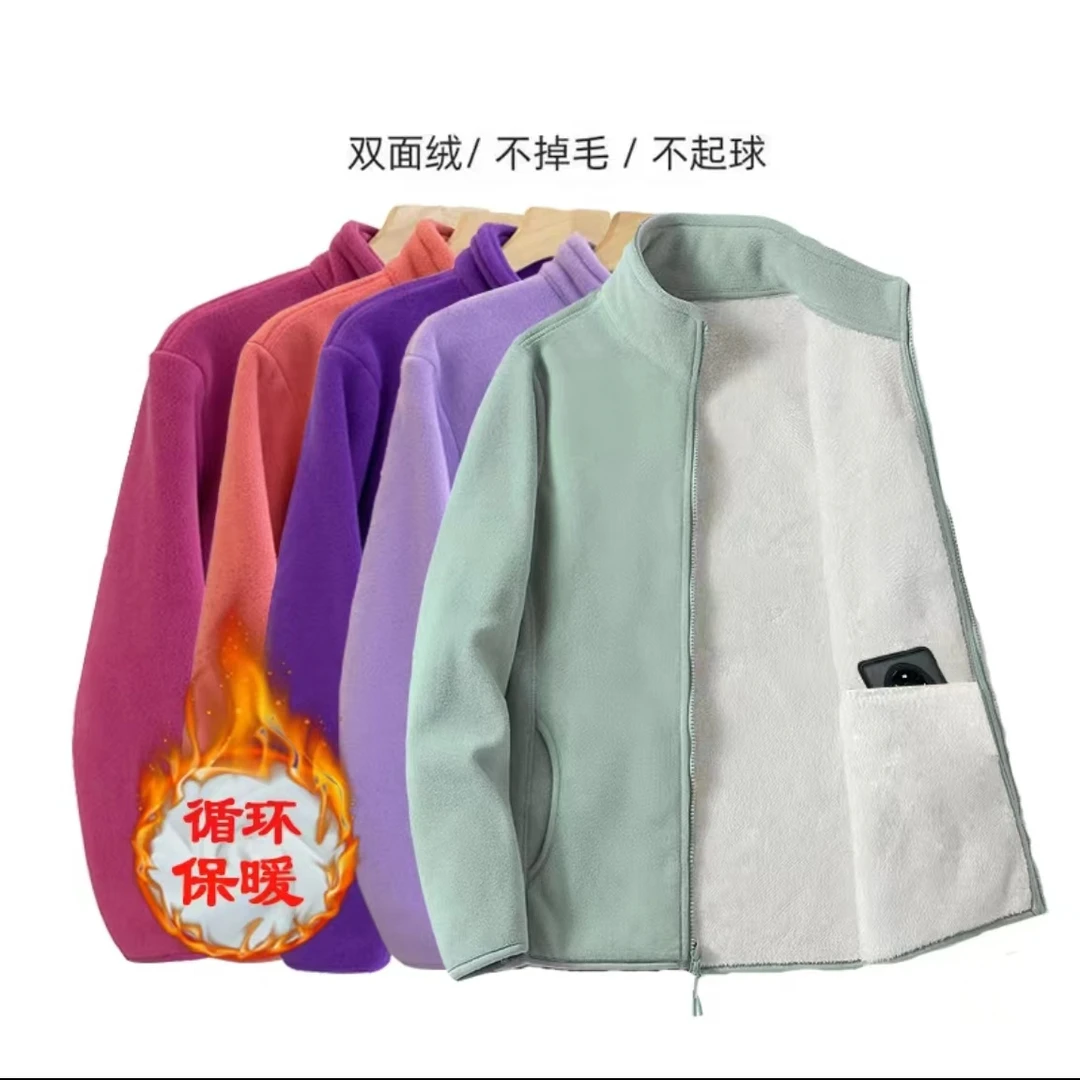 加绒加厚保暖摇粒绒立领秋冬季休闲外套加绒加厚摇粒绒外套2318