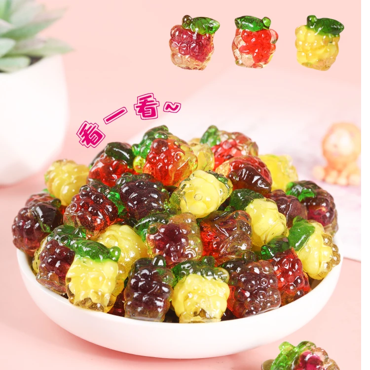 颜师傅 4D立体多口味水果爆浆夹心扒皮橡皮糖果