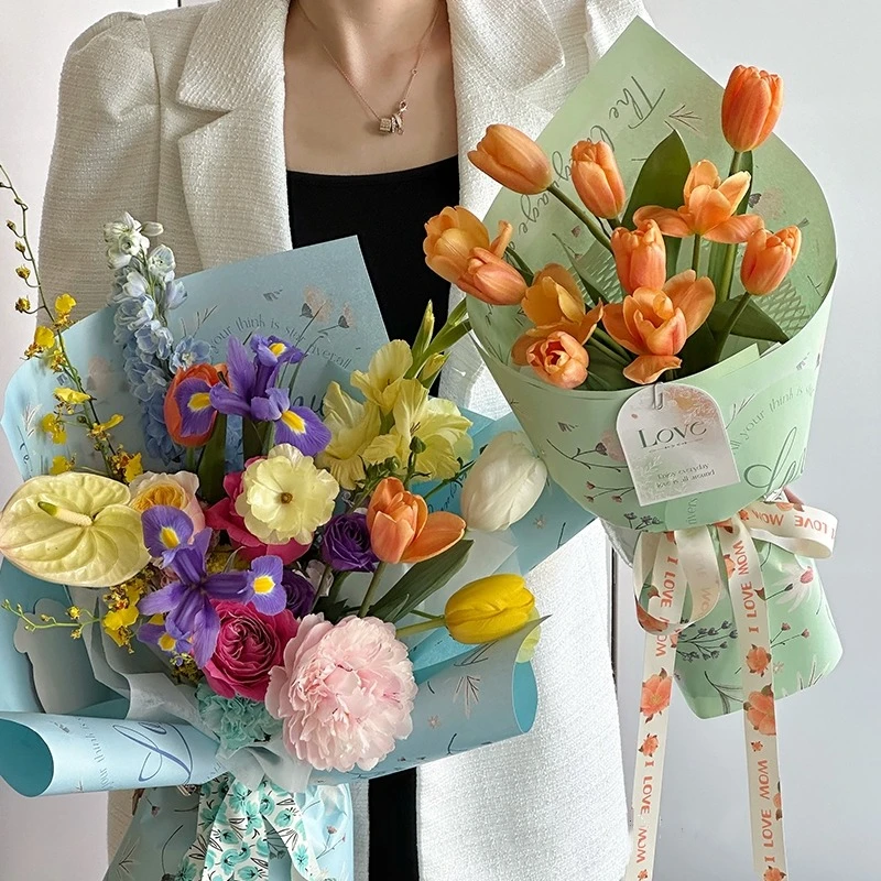 【花姿材】恋语轻吟新款情人节网红纸花店花艺包装纸牛皮纸花束包装