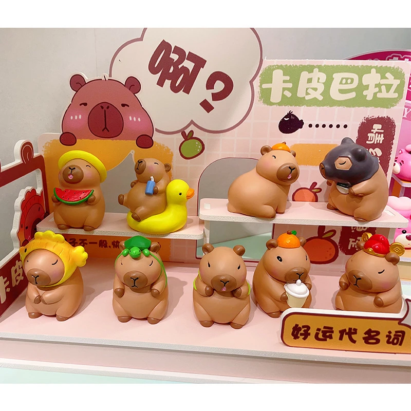 【直播拆】可爱卡皮巴拉盲盒公仔呆萌娃娃动漫手办玩具女生桌面