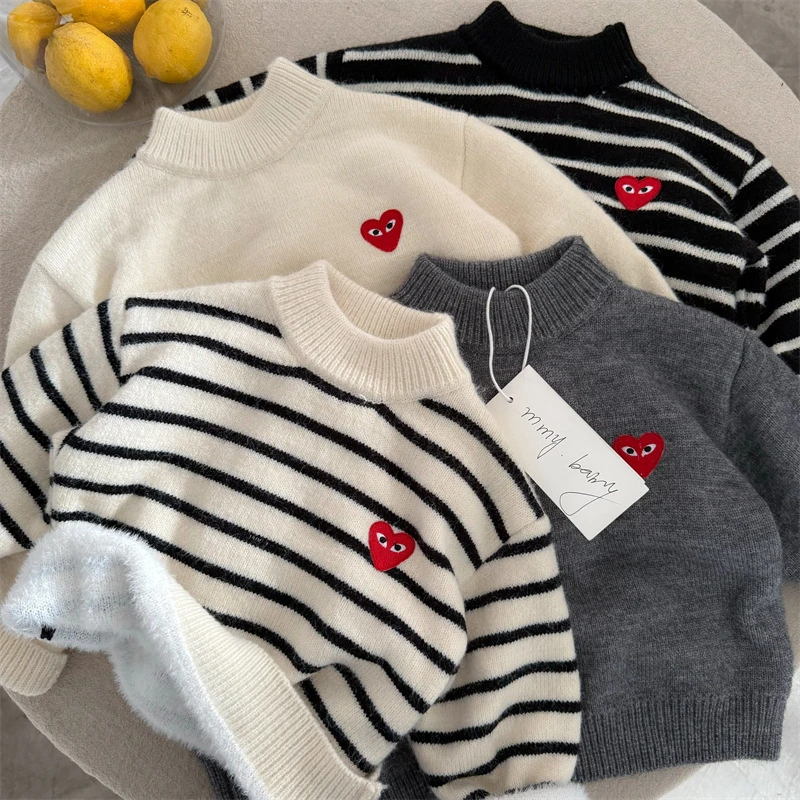 童装一体绒套头儿童加绒毛衣加厚男童针织衫韩系宝宝毛线衣秋冬