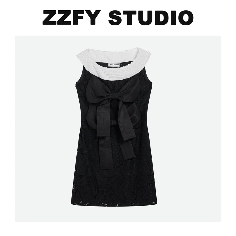 【超总专属】ZZFY STUDIO 珠链饰蝴蝶结收腰连衣裙 24LYQ440861B