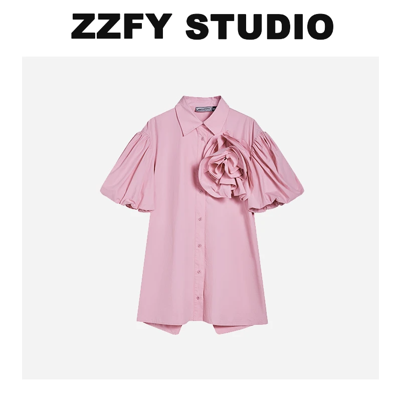 【超总专属】ZZFYSTUDIO立体大花衬衫连衣裙24YLYQ洋气衣服女裙子