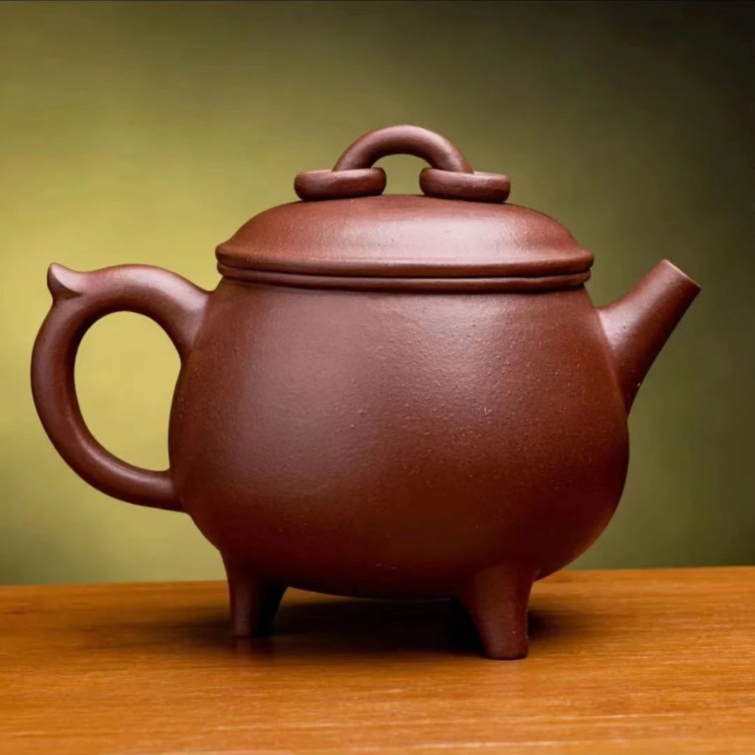 山西乡宁紫砂三足双圈茶壶大容量纯手工全手工宫灯小容量柱础手制