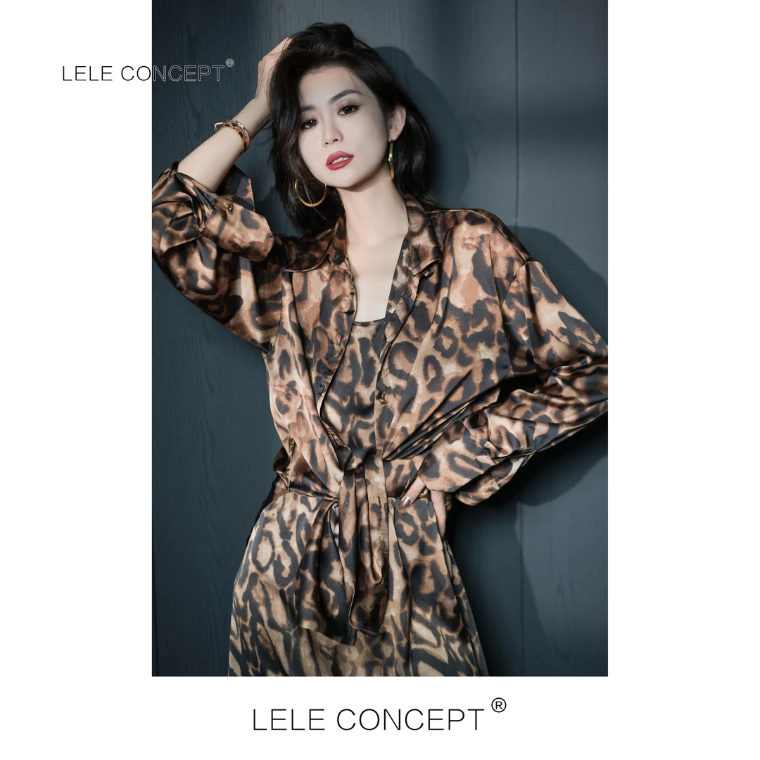 LELE CONCEPT丨新款【丽】高级复古设计款豹纹衬衫S0481