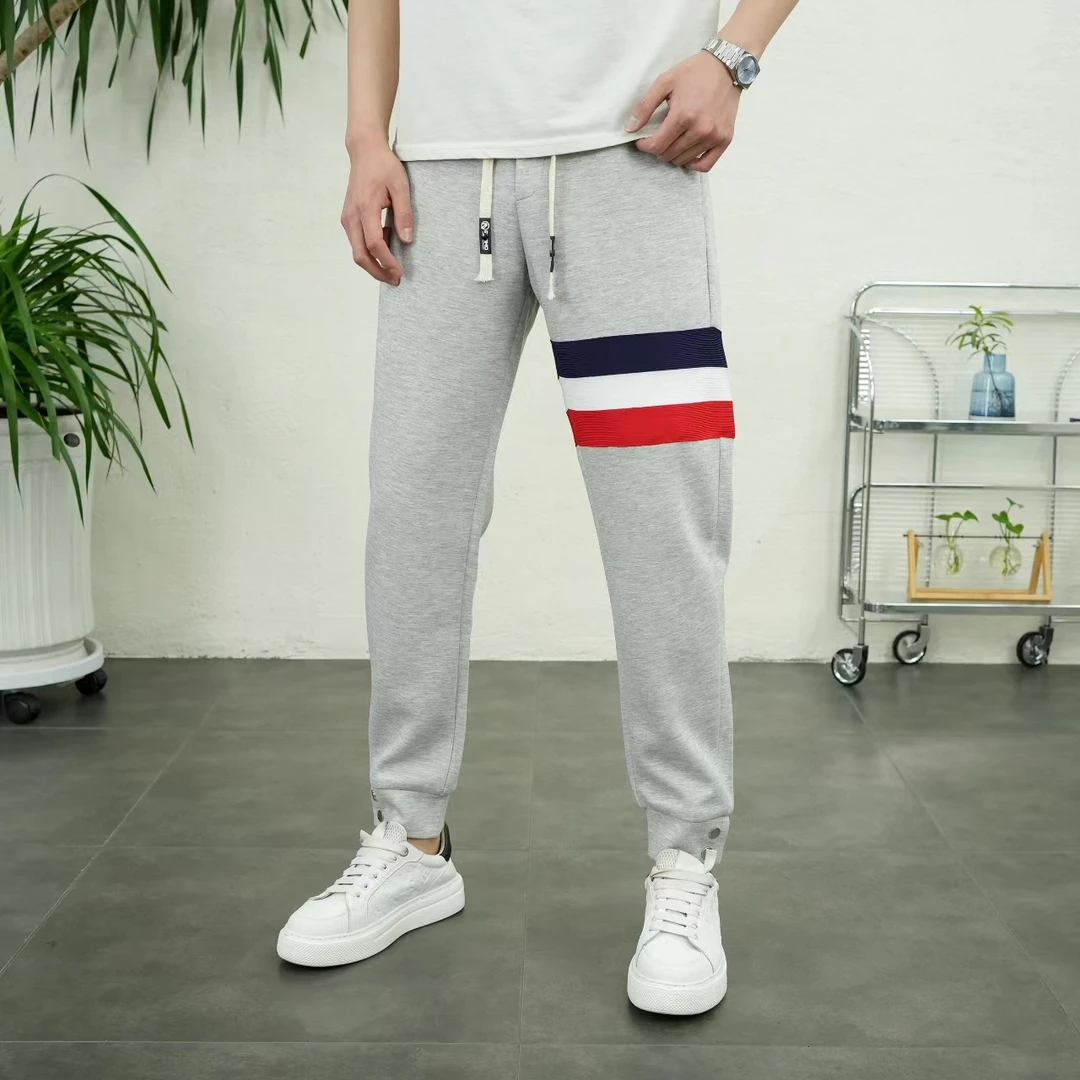 休闲裤时尚男士百搭夏季春夏潮流条纹修身卫裤春季秋季