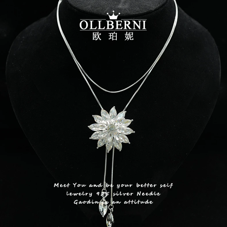 铜合金项链 气质轻奢时尚百搭简约长款秋冬韩版满钻奢华项链-2002