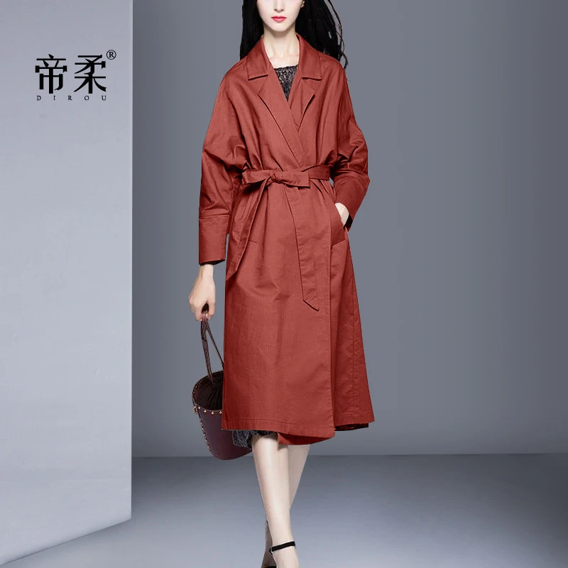 2025年秋季新款时尚风衣外套女中长款韩版修身休闲气质轻薄款外套