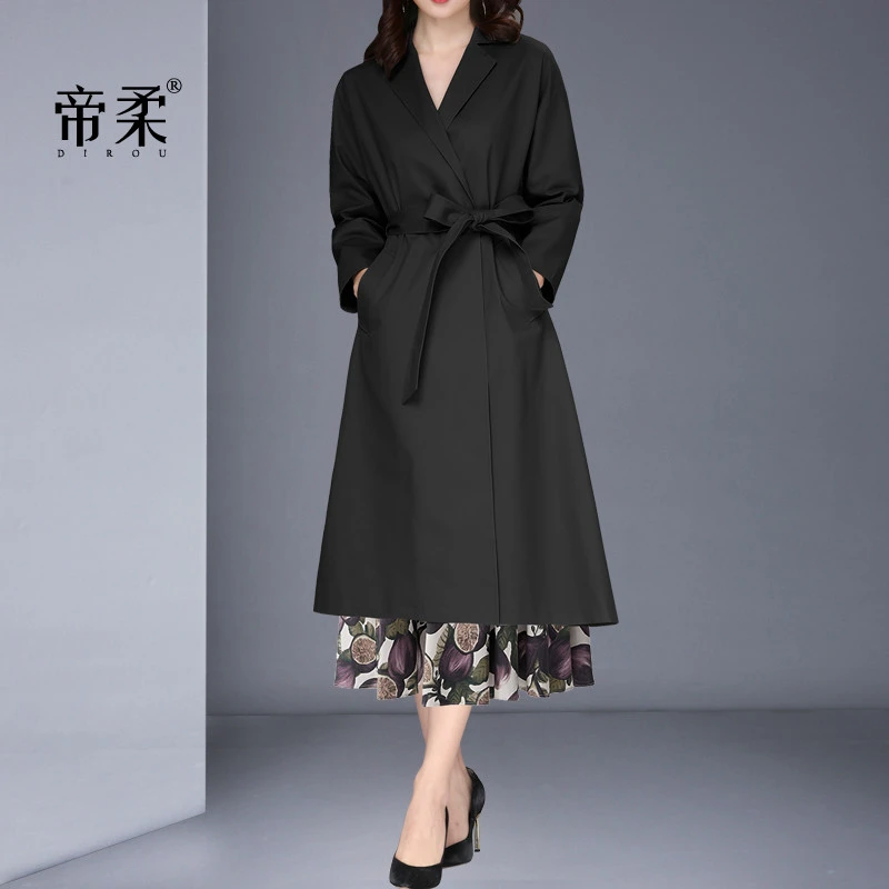 高档风衣裙女中长款2025年秋季新款韩版时尚气质收腰大码显瘦外套
