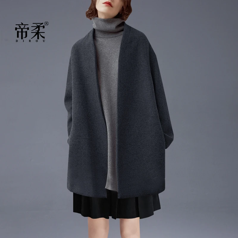 极简风主义宽松羊毛呢子大衣女2025秋冬小个子高端气质名媛外套