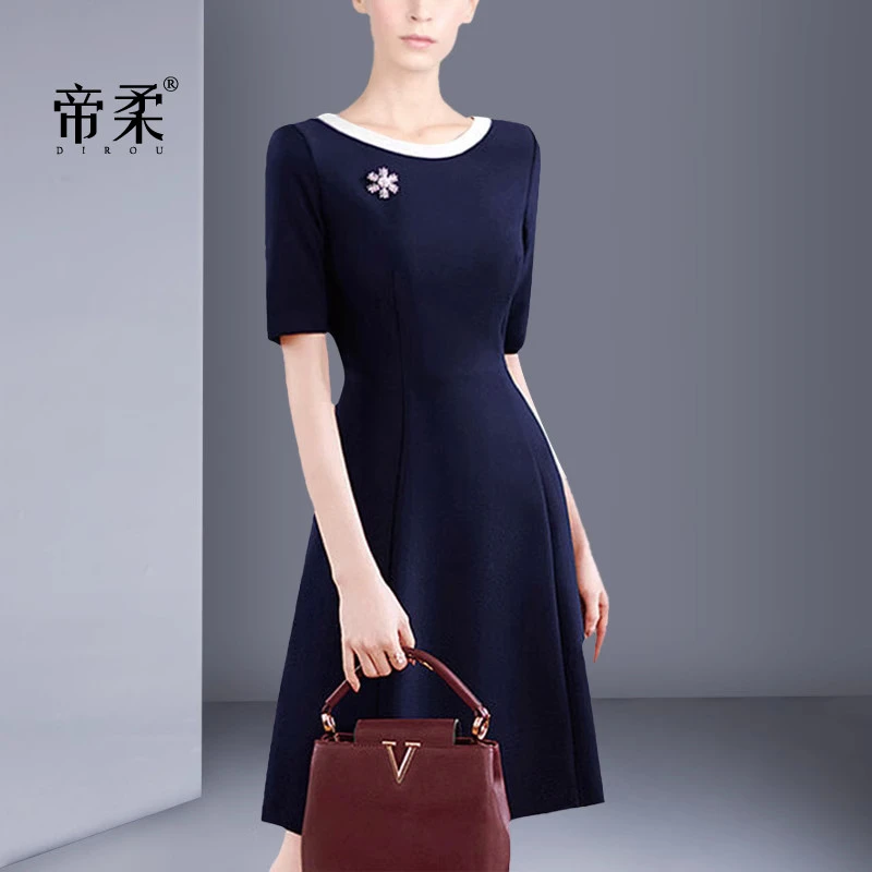 2025夏季新款法式轻奢高级感短袖A字连衣裙气质收腰复古小众设计
