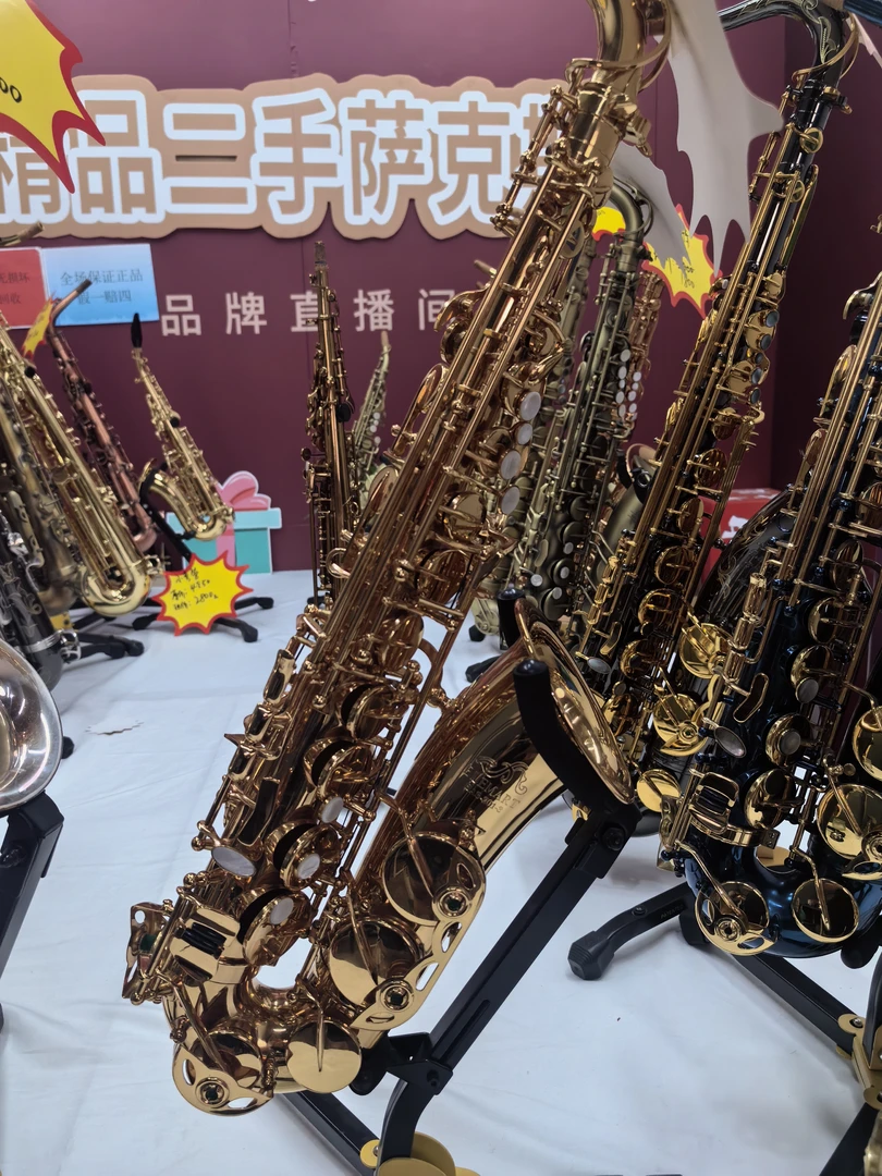 精品捡漏中音次中音萨克斯高配型号仿古青铜金色