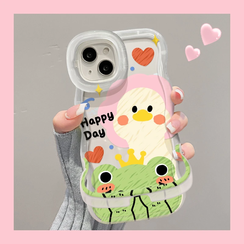 适用苹果vivo华为oppo小米iPhone14青蛙鸭子板凳双支架手机壳