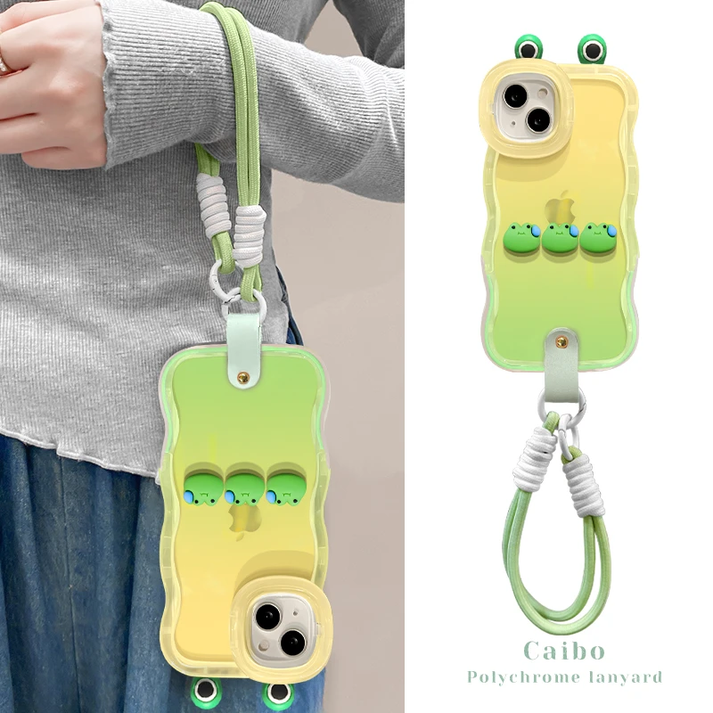 适用苹果vivo华为oppo小米iPhone14青蛙耳朵手绳板凳双支架手机壳