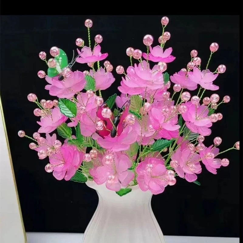 新款凤凰花小桌摆件材料包手工diy花束客厅装饰摆件(不含花瓶)