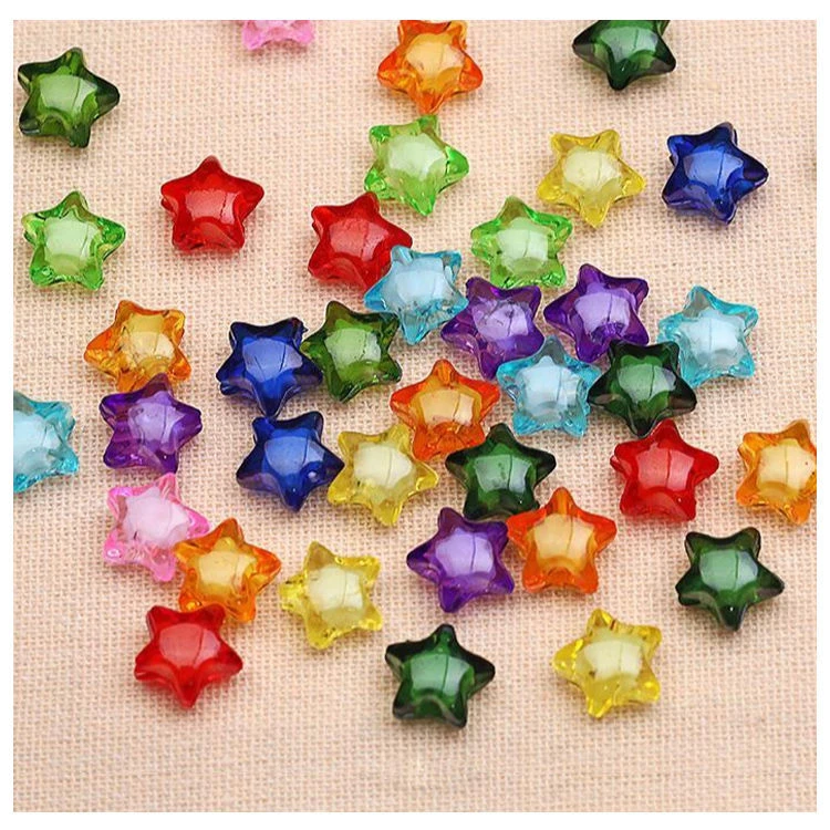 主播推荐 五角星亚克力珠子散珠珠中珠儿童游乐DIY手链项链串珠材