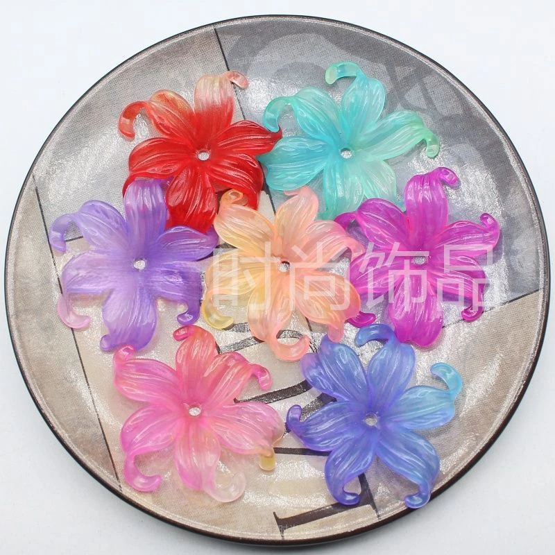 42*44mm果冻双色款海洋花鸢尾花DIY手工立体花瓣花托发饰材料配件