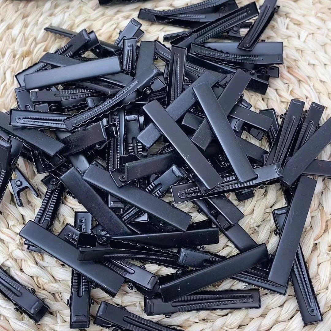 diy一字夹发饰蝴蝶结头饰发夹电泳黑哑光鸭嘴夹夹子头饰材料配件