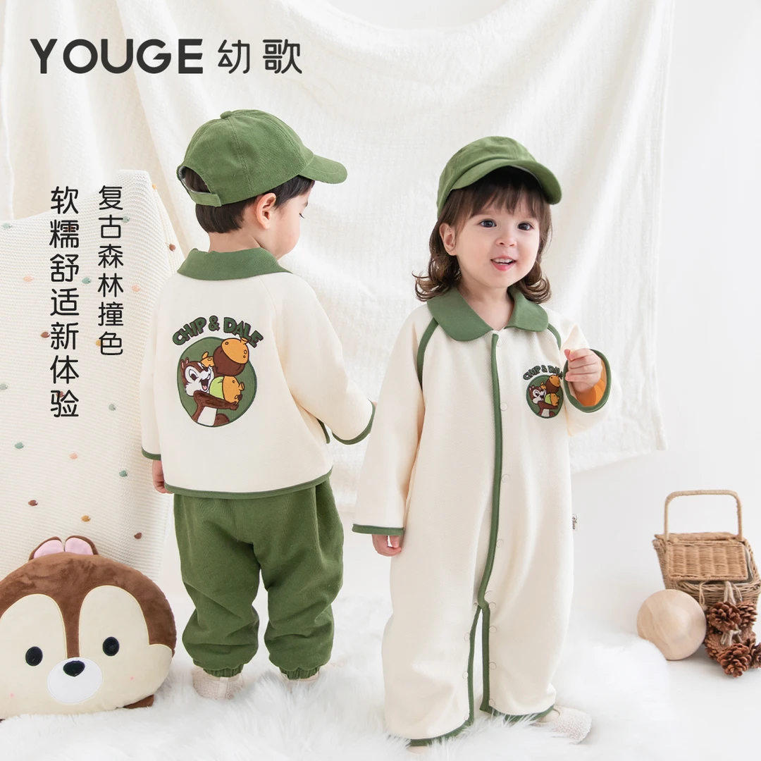 YOUGE幼歌 儿童迪士尼撞色保暖外套宝宝复古