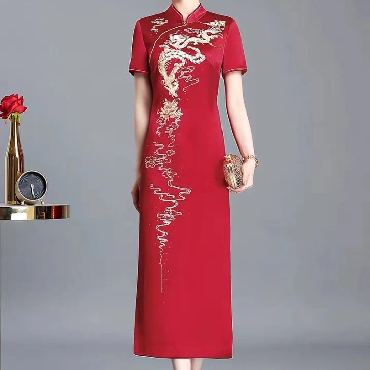 2023年新款高端改良旗袍喜婆婆婚宴装礼服结婚长款连衣裙