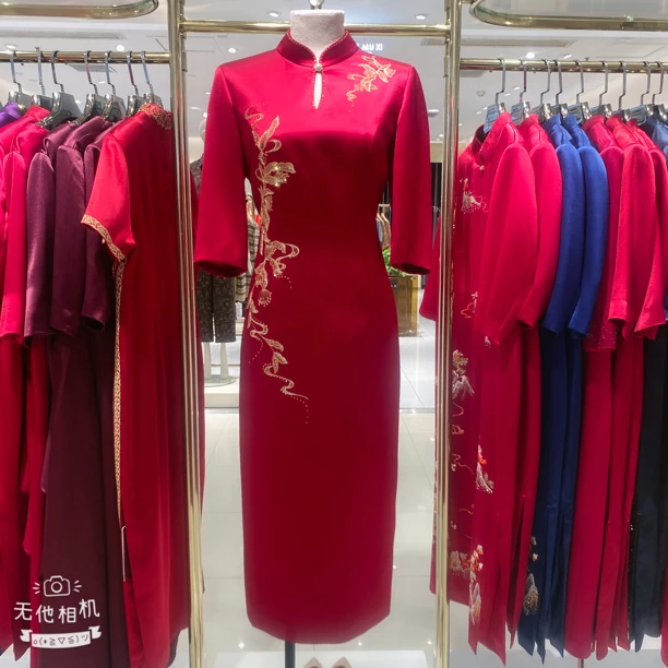 喜婆婆喜妈妈礼服婚礼妈妈装敬酒服高端定制礼服修身显瘦连衣裙