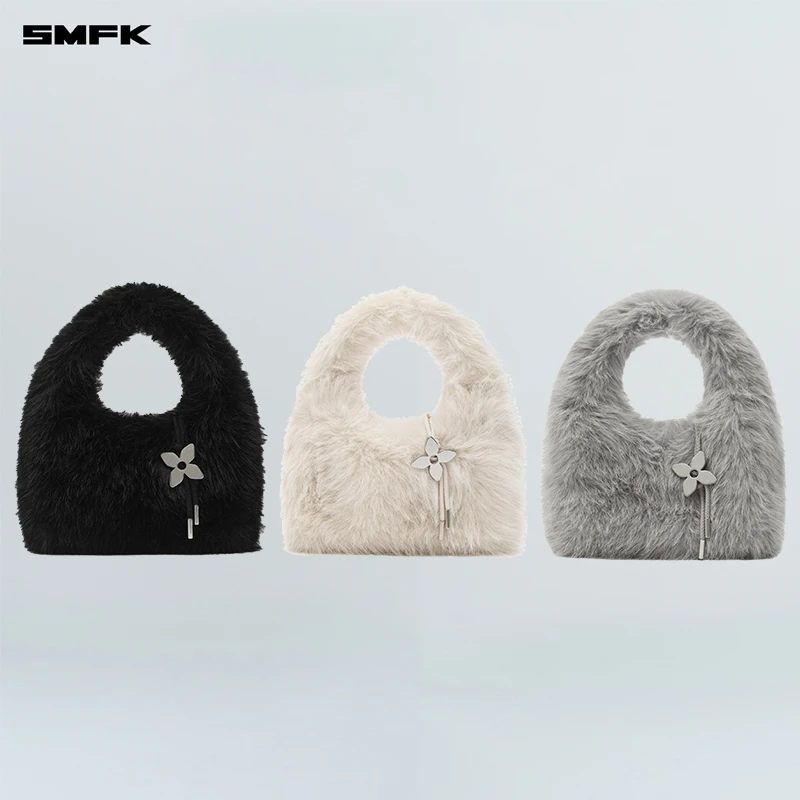 SMFK石头包（小号）BF001B 秋冬时尚精致百搭毛绒手提包毛毛腋下包