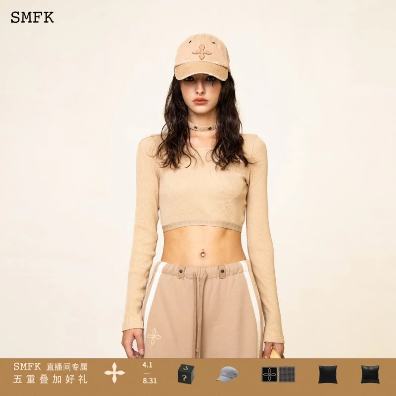 SMFK沙漠战术短身上衣 ULS01F 户外长袖螺纹修身露腰T恤