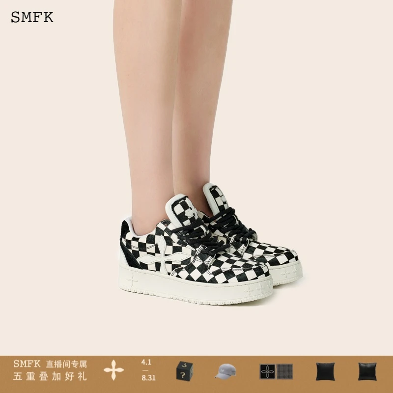 SMFKGrid-Skater黑白格滑板鞋 S0016BS 百搭低帮厚底透气运动潮流