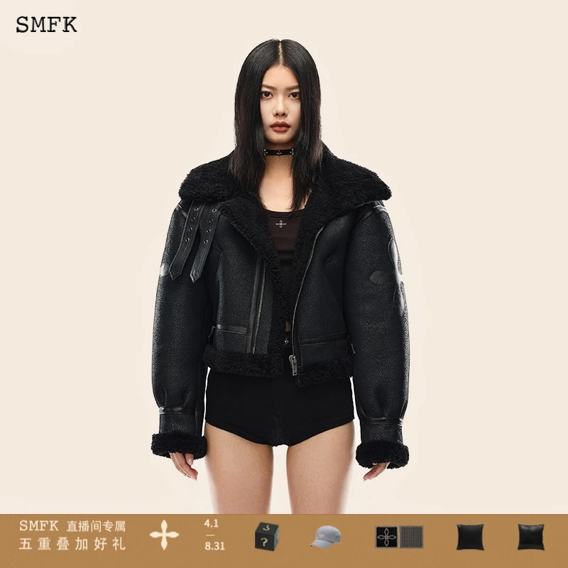 SMFK（BABY高端线）花臂皮毛一体飞行员夹克CL004B潮流时尚