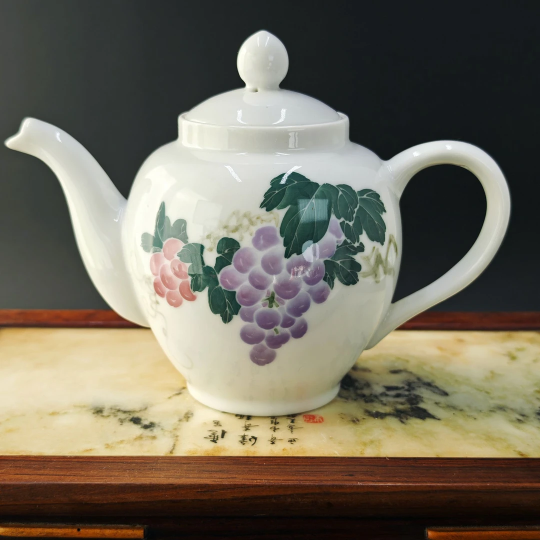 湖南醴陵釉下五彩纯手工手绘花草纹复古中式珐琅彩陶瓷茶壶泡茶壶