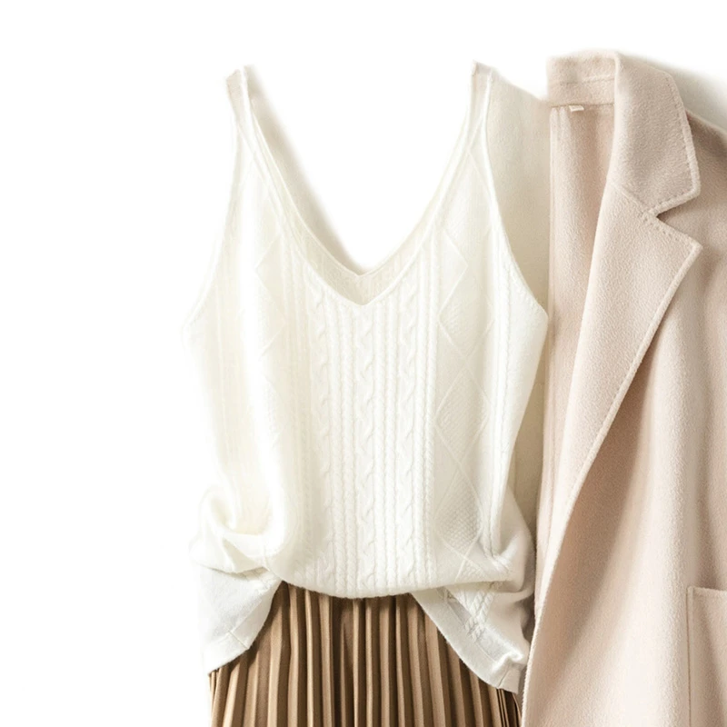6030针织羊绒保暖百搭外穿短款冬季加厚秋冬时尚吊带上衣