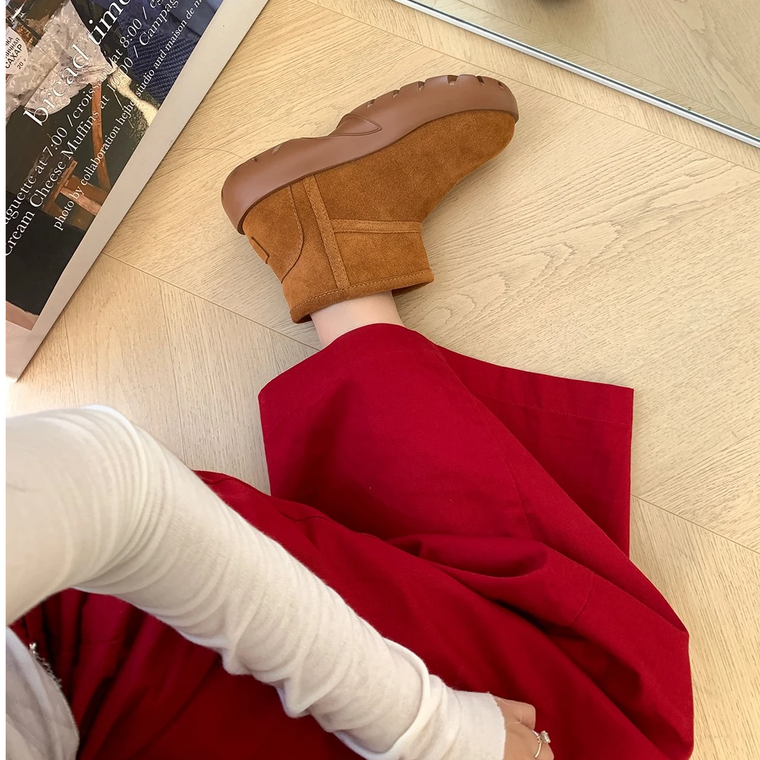 【羊皮毛一体】东北雪地靴女冬季加绒加厚底2024新款防水防滑短靴