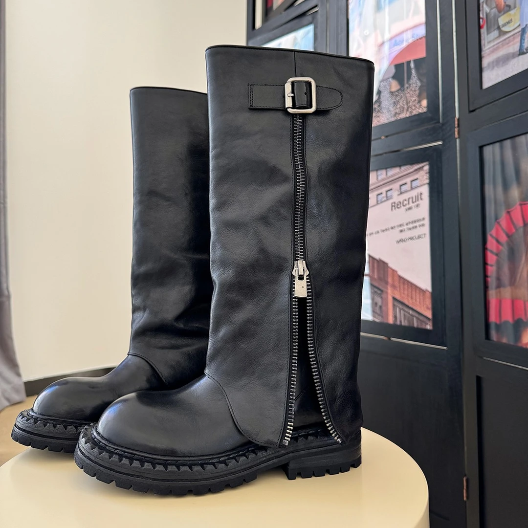 【美靴专家】+显腿直！马皮裤管靴！长靴女秋冬小个子增高厚底高筒靴