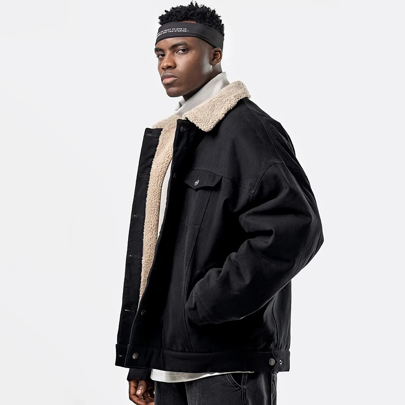 潮流大码男士牛仔秋冬季加绒加厚外套保暖男宽松休闲运动夹克百搭