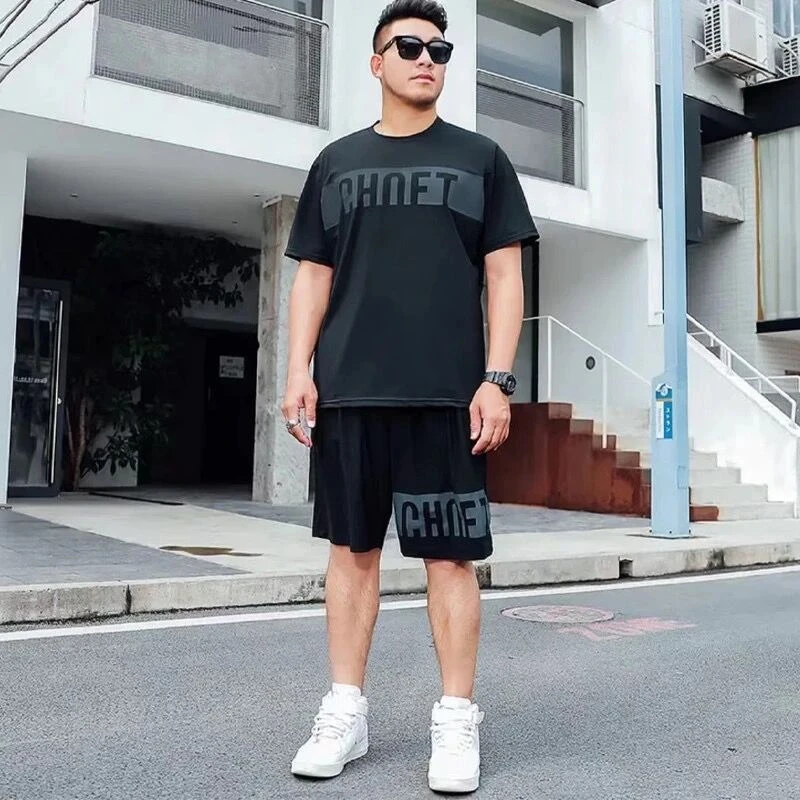 夏季大码冰丝运动套装潮男夏季加肥加大胖子肥佬高端透气速干男装