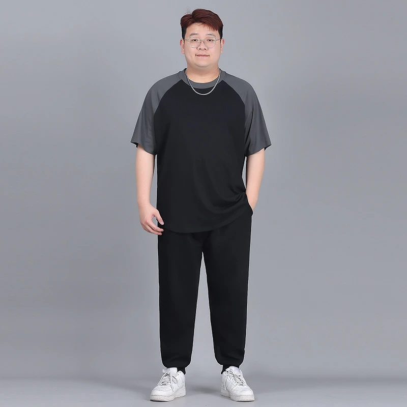 夏季t恤短袖2024新款套装男加肥加大胖子男装潮大码宽松半袖上衣