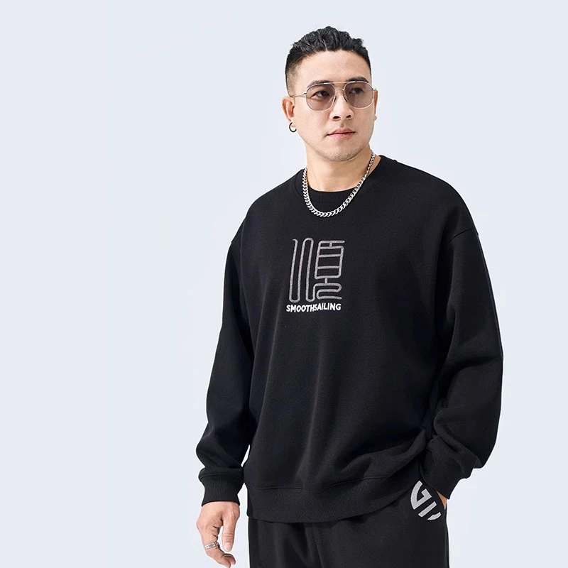 潮牌宽松大码圆领长袖卫衣男士秋季新款胖哥加肥加大休闲套头上衣