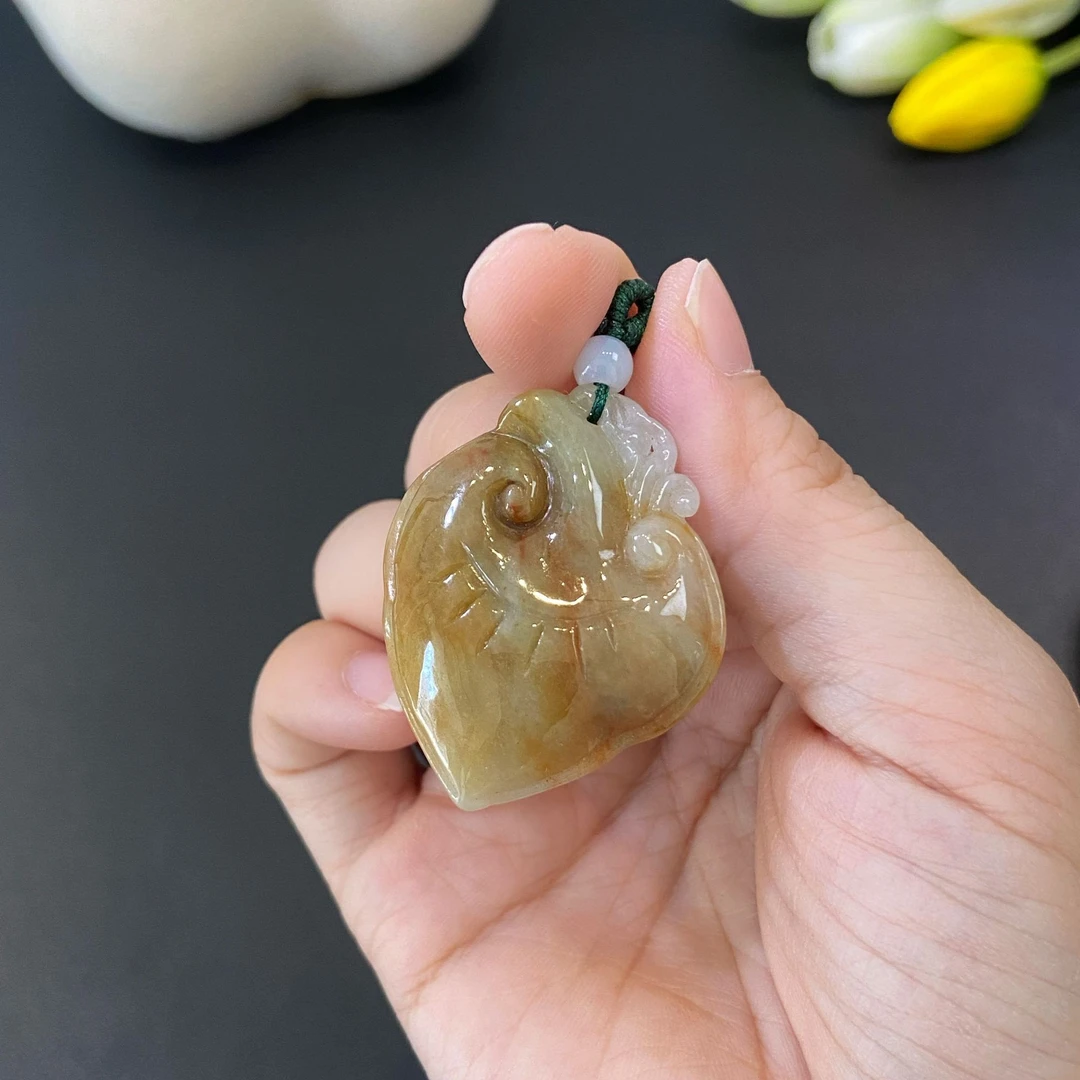 黄翡玉灵芝挂件未镶嵌