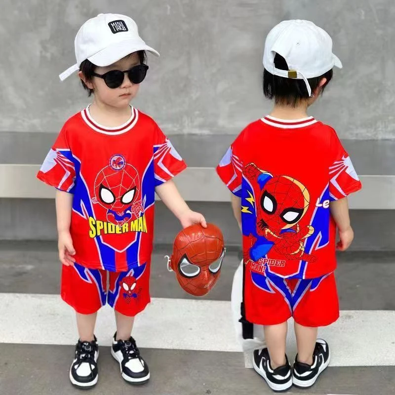 男童蜘蛛侠套装夏季2024新款中小童运动速干短篮球服男宝宝夏装潮