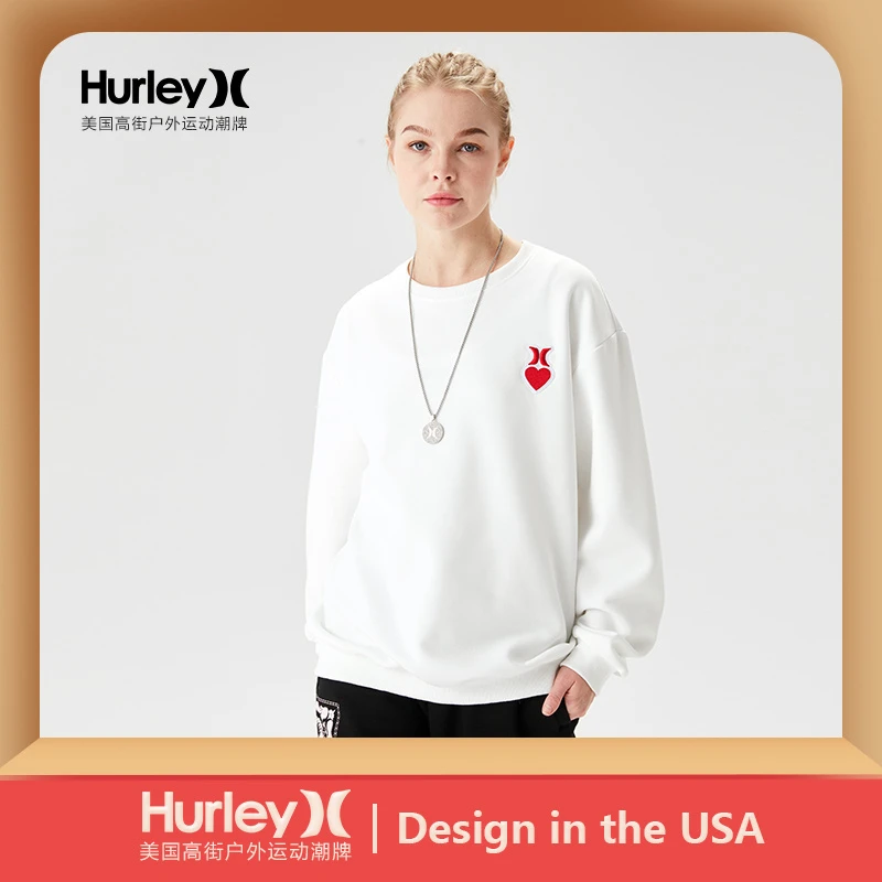 【轻奢魔方】美国高街潮牌Hurley【一心一意】定制男女同款卫衣