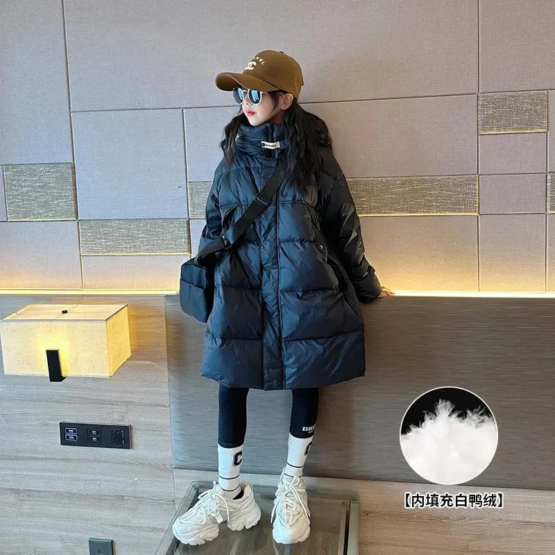女童羽绒服2023新款洋气大童中长款冬装保暖外套儿童冬季加厚12岁