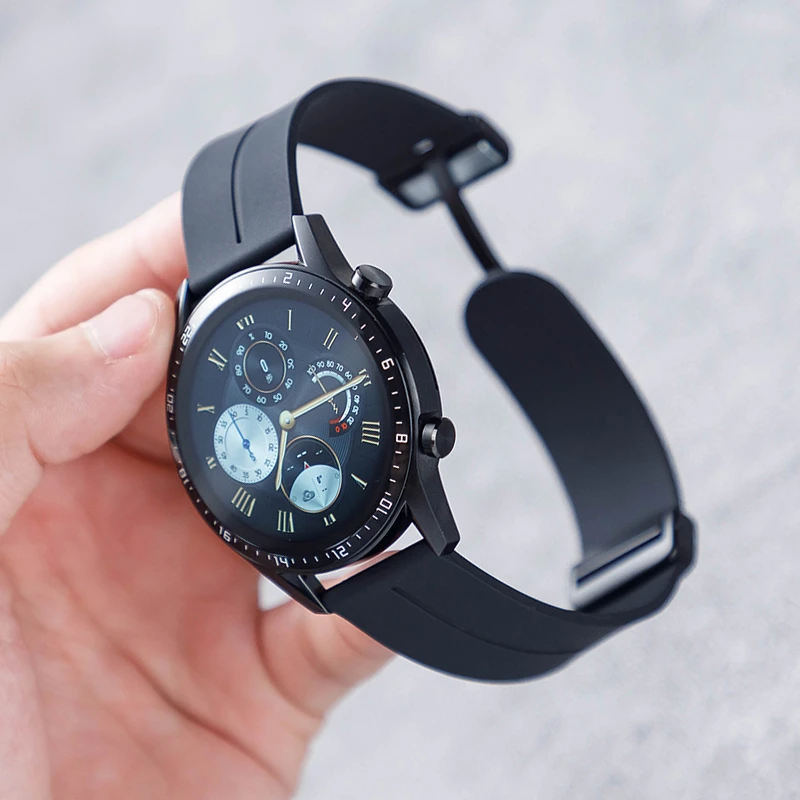 丹灵公主手表带男磁吸扣硅胶表带代用天梭卡西欧美度20mm22mm表带