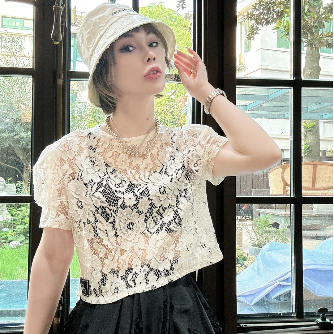【SRT2】closoul  经典蕾丝百搭上衣女夏款夏季宽松显瘦休闲时尚潮