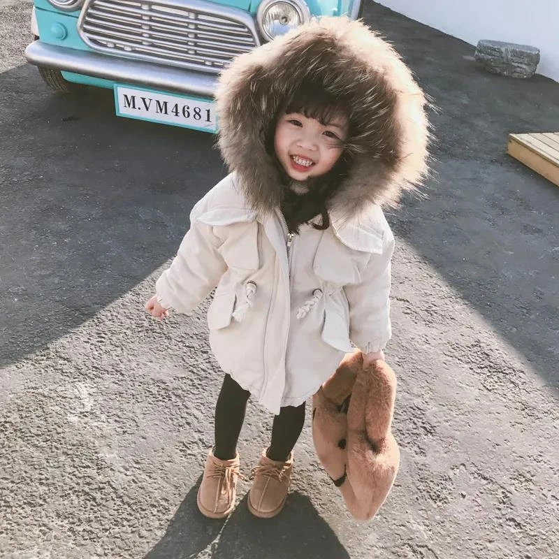 女宝宝衣冬装女童派克服加绒外套秋冬款童装儿童袄一岁洋气潮