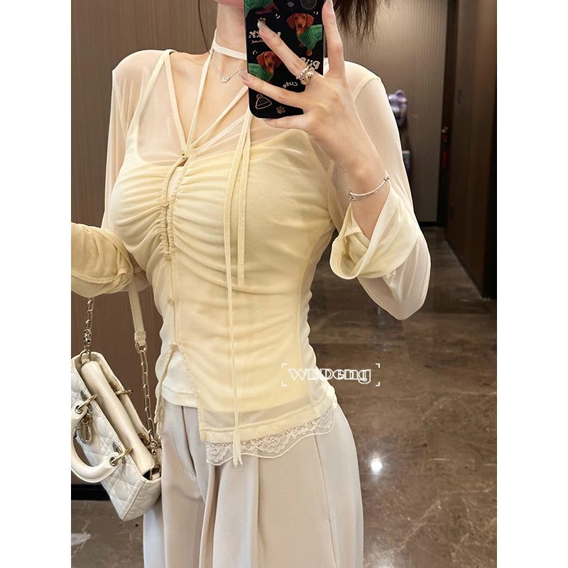 【清仓现货】王等等【夏日缤果】春夏长袖外衫+吊带背心U224A02082