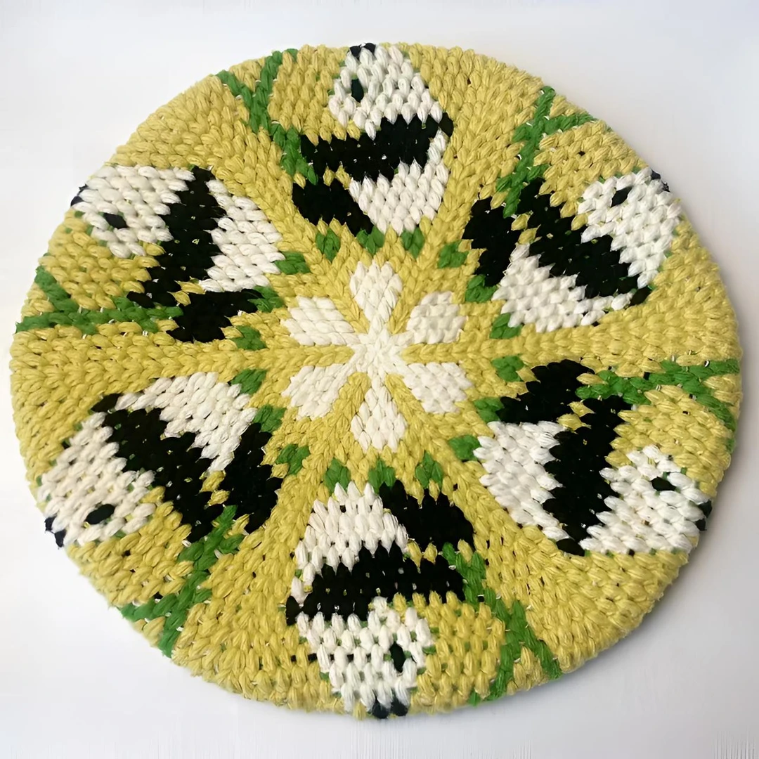 119款熊猫坐垫手工diy手编针织圆坐垫毛线编织材料包  不是成品