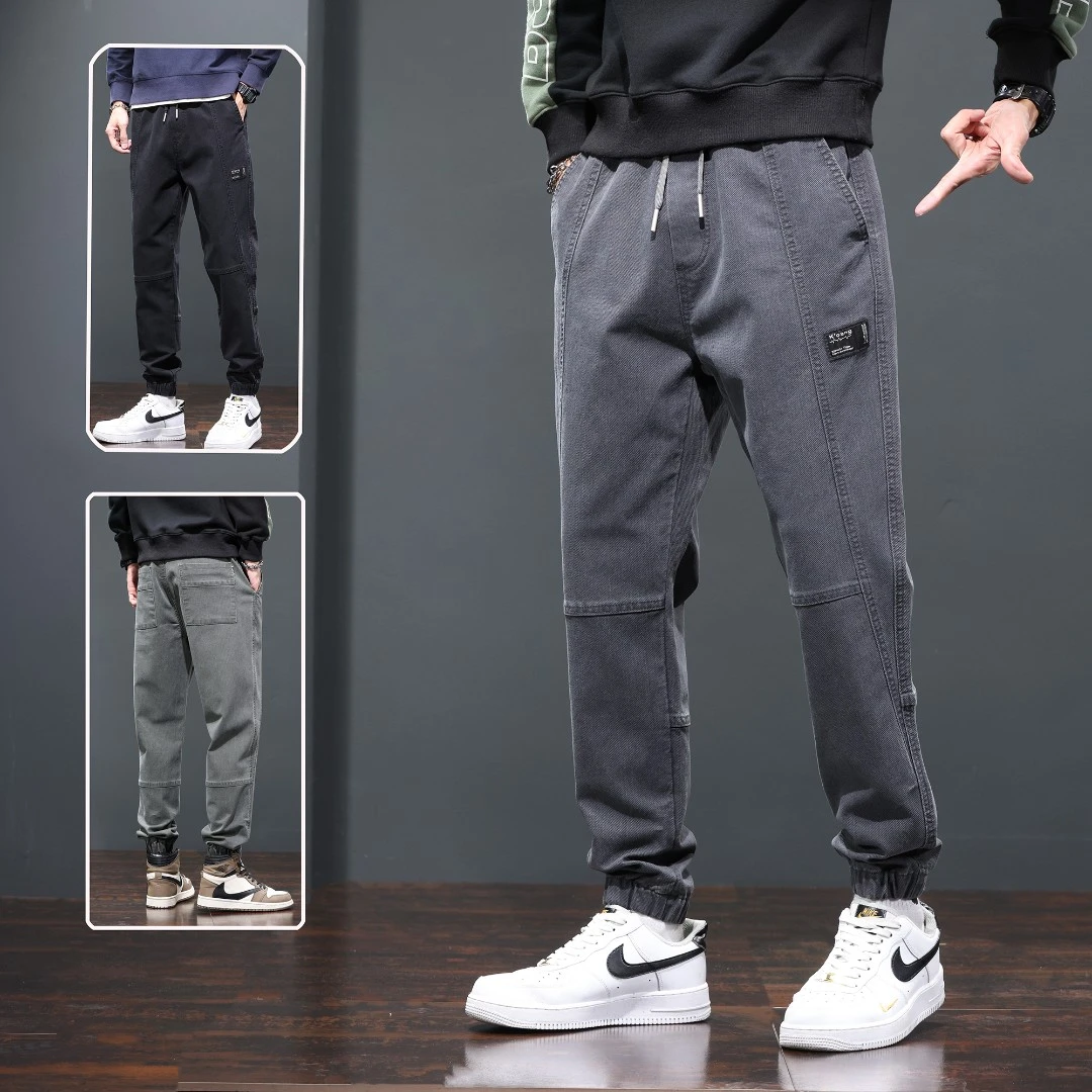 春秋2024新款休闲裤男生宽松束脚哈伦潮牌工装裤子男士长裤