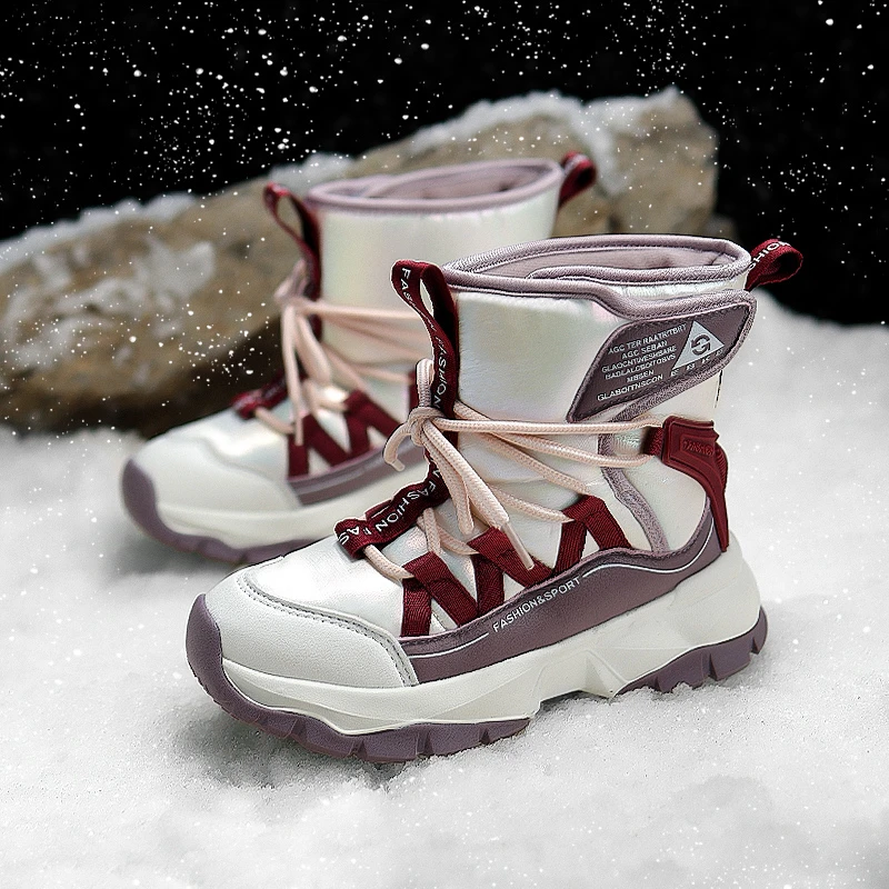 男童秋冬狼爪雪地靴厚底软底加厚保暖防水防滑女童滑雪高帮大棉靴