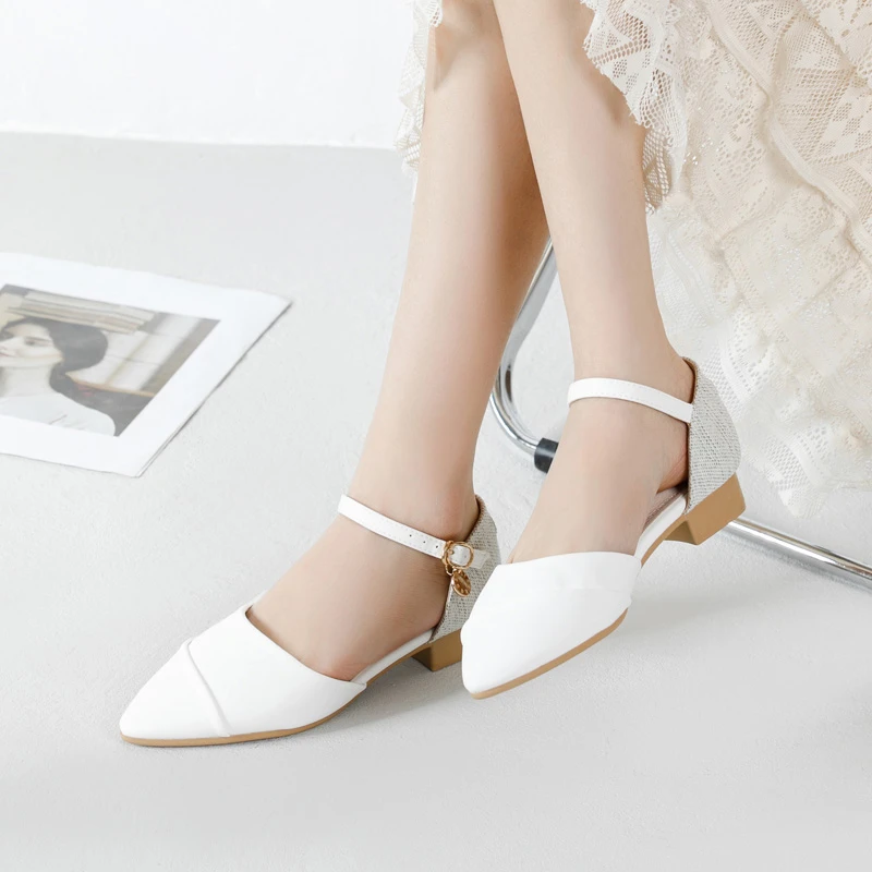 时尚包头凉鞋女中跟仙女2023春夏新款时尚百搭底跟鞋粗跟尖头单鞋