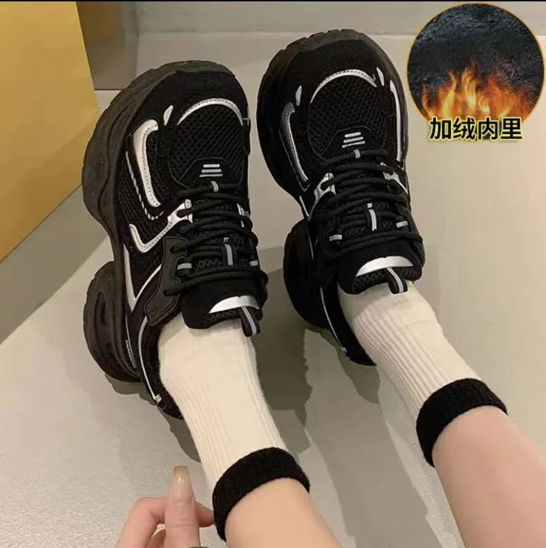 范范家【小怪兽】冬季加绒网红厚底复古老爹鞋2019